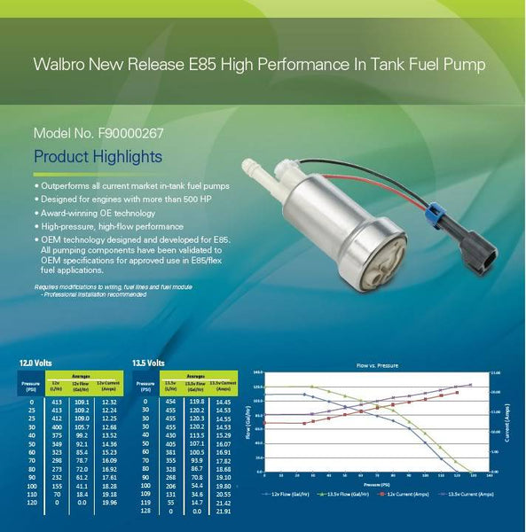 Walbro F90000274 E85 compatible fuel pump